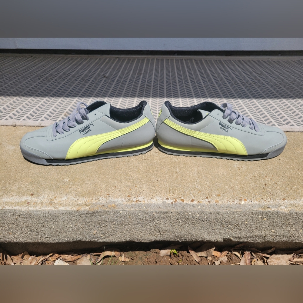 Puma Men's Gray and Yellow Sneakers